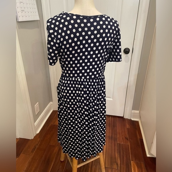 DB Moon black white polka dot midi short sleeve dress large - Picture 3 of 9